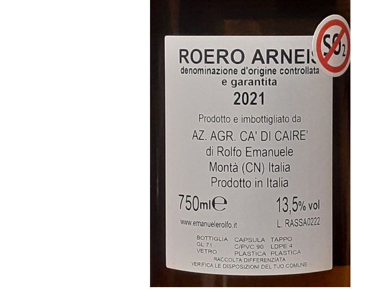 Roero Arneis docg ssa 2022 ( senza solfiti aggiunti)