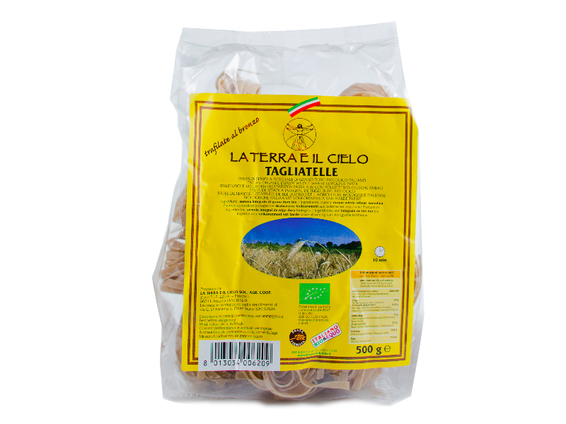 TAGLIATELLE INTEGRALI DI GRANO DURO TRAFILATE AL BRONZO GR 500