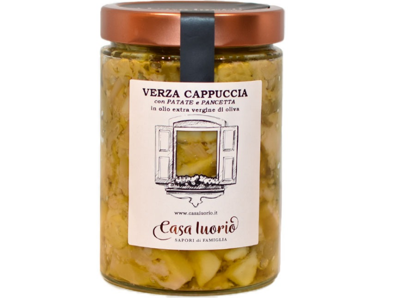 Verza cappuccia con patate e pancetta