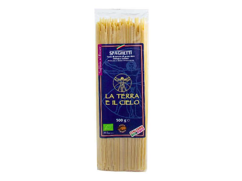 SPAGHETTI DI SEMOLA DI GRANO DURO TRAFILATI AL BRONZO GR. 500