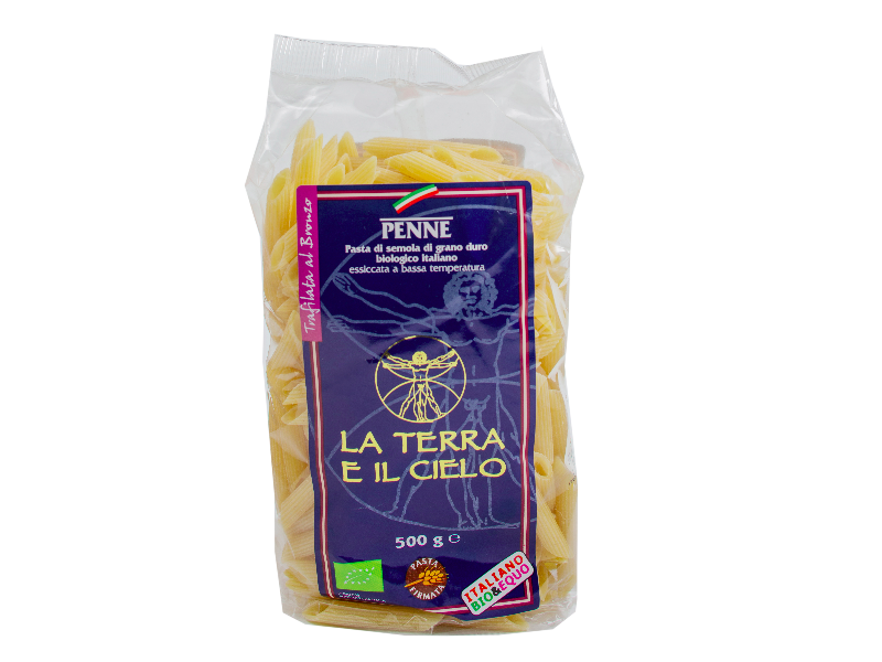 PENNE DI SEMOLA DI GRANO DURO TRAFILATE AL BRONZO GR. 500