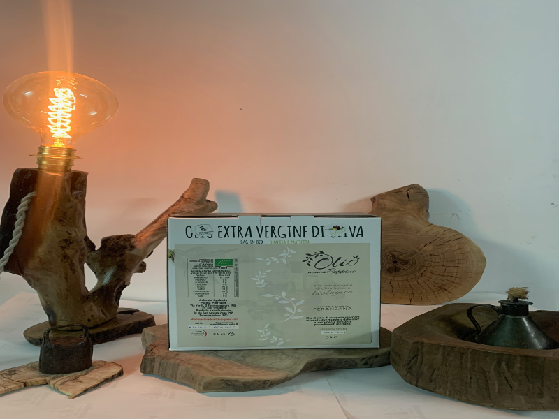 Olio Nonno Peppino Extravergine di Oliva Monocultivar PERANZANA Biologico Italiano- IGP “Olio di Puglia”  BagBox 5 Lt