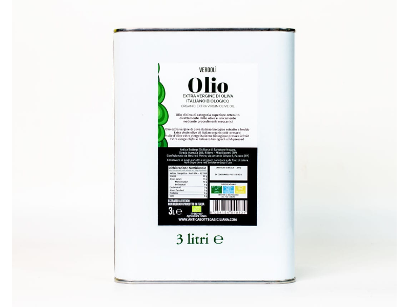 Olio Extra Vergine d'oliva italiano Biologico Verdolì - 3 L